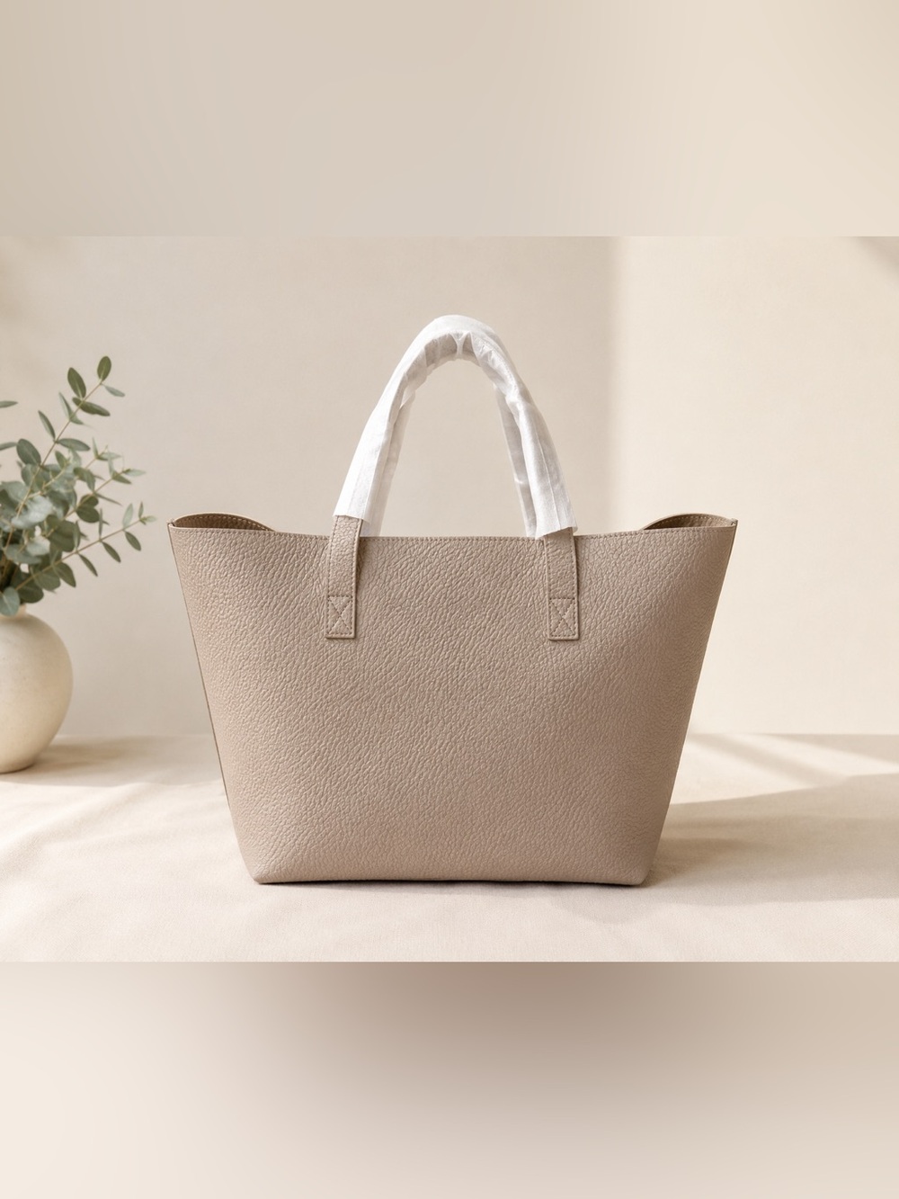 NWT Aqua Bloomingdales Elegant Tan Beige Neutral Tote Bag shoulder handbag